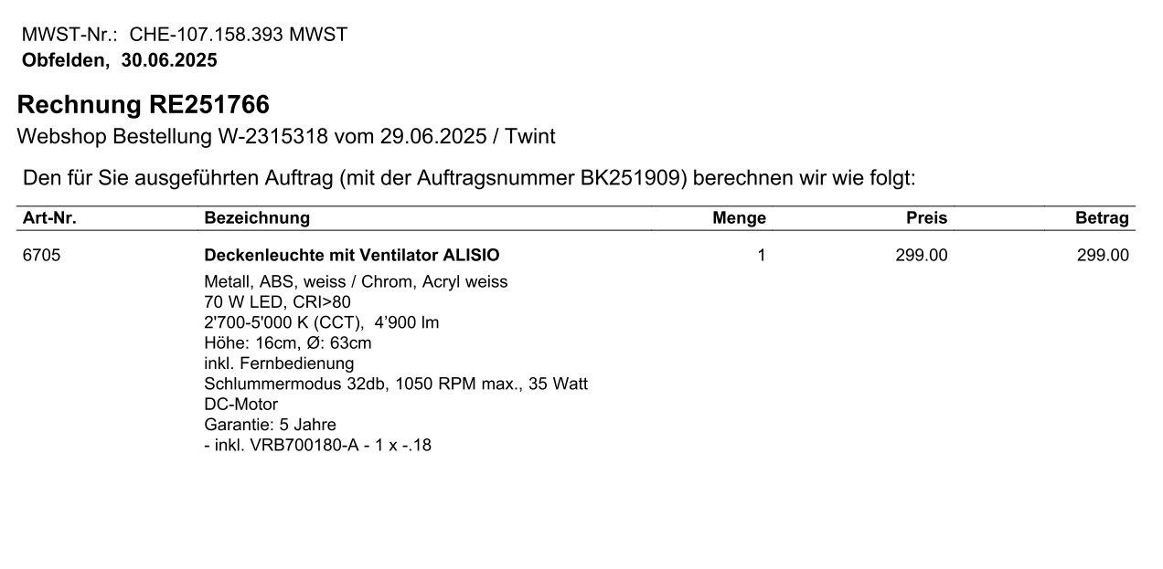 Ventilatori: Deckenleuchte mit Ventilator ALISIO – Usato da Algetshausen venduto da Elbrownie 3