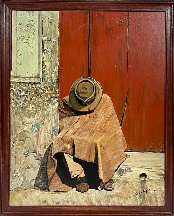 Gemälde Mann mit Hut unleserlich Signiert Kaufen auf Ricardo