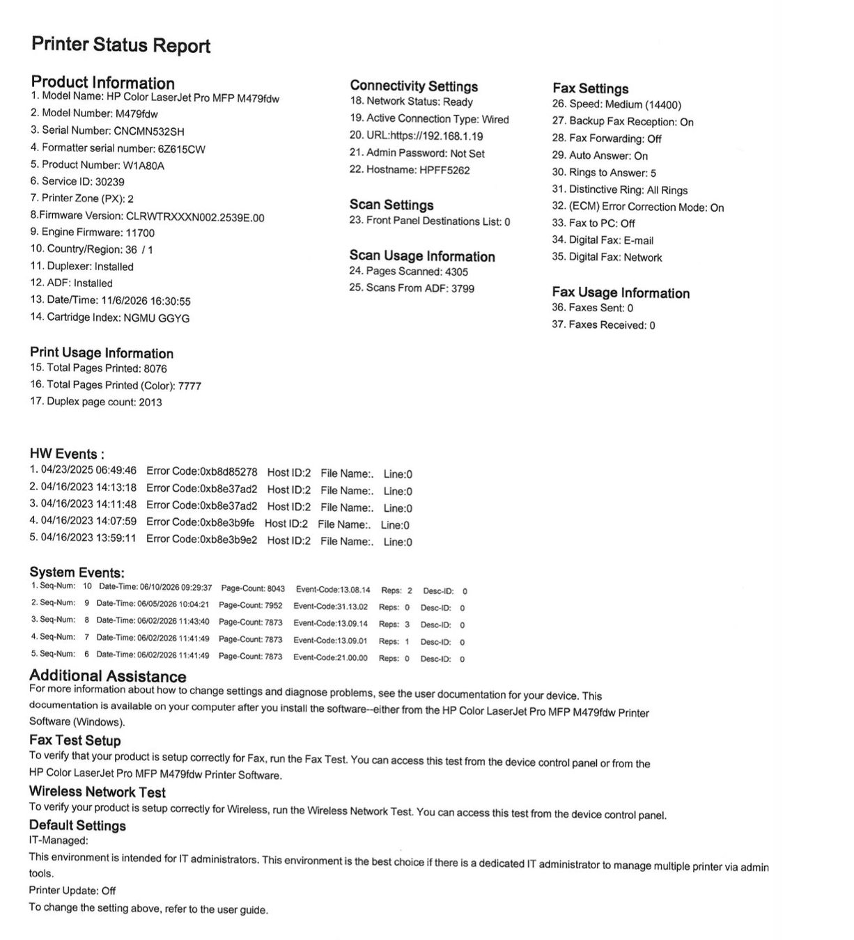 Hewlett Packard Stampanti: HP Color LaserJet Pro MFP M479fdw – Difettoso da Langnau b. Reiden venduto da Superjosi66 5