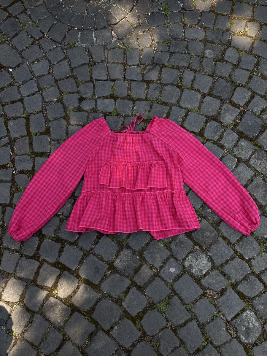 Camicette: Pink Plaid Ruffle Blouse Size S New Cottagecore – Nuovo e nell'imballaggio originale da Effretikon venduto da rus_2l2p 1