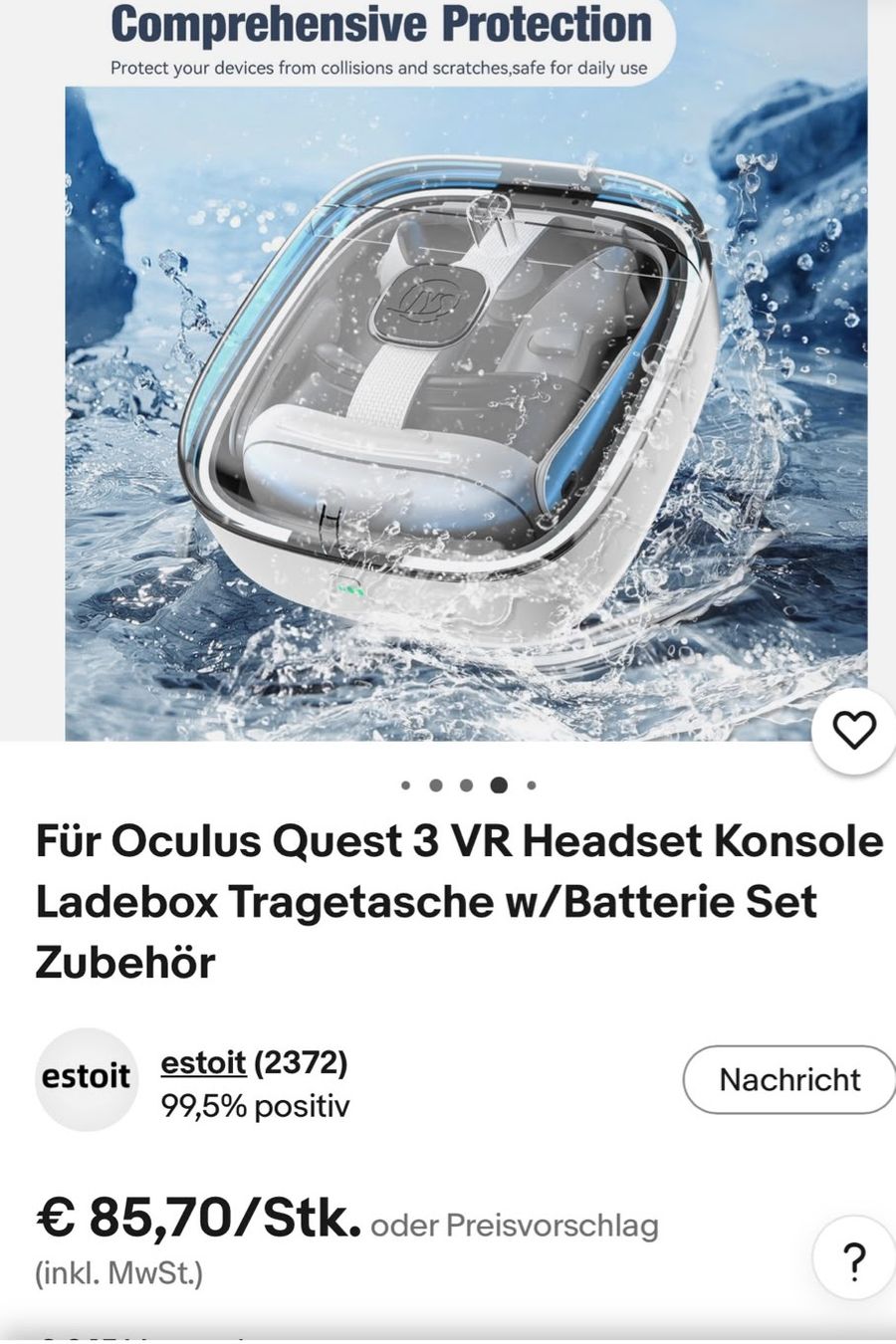 Meta Casco VR: Oculus Quest 3 Ladestation/Transportbox – Usato da Hausen am Albis venduto da car_gdt8 7