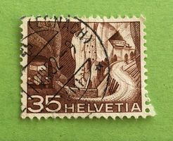 Nr.304 mit Stempel Alpenpoststrasse Technik und Landschaft