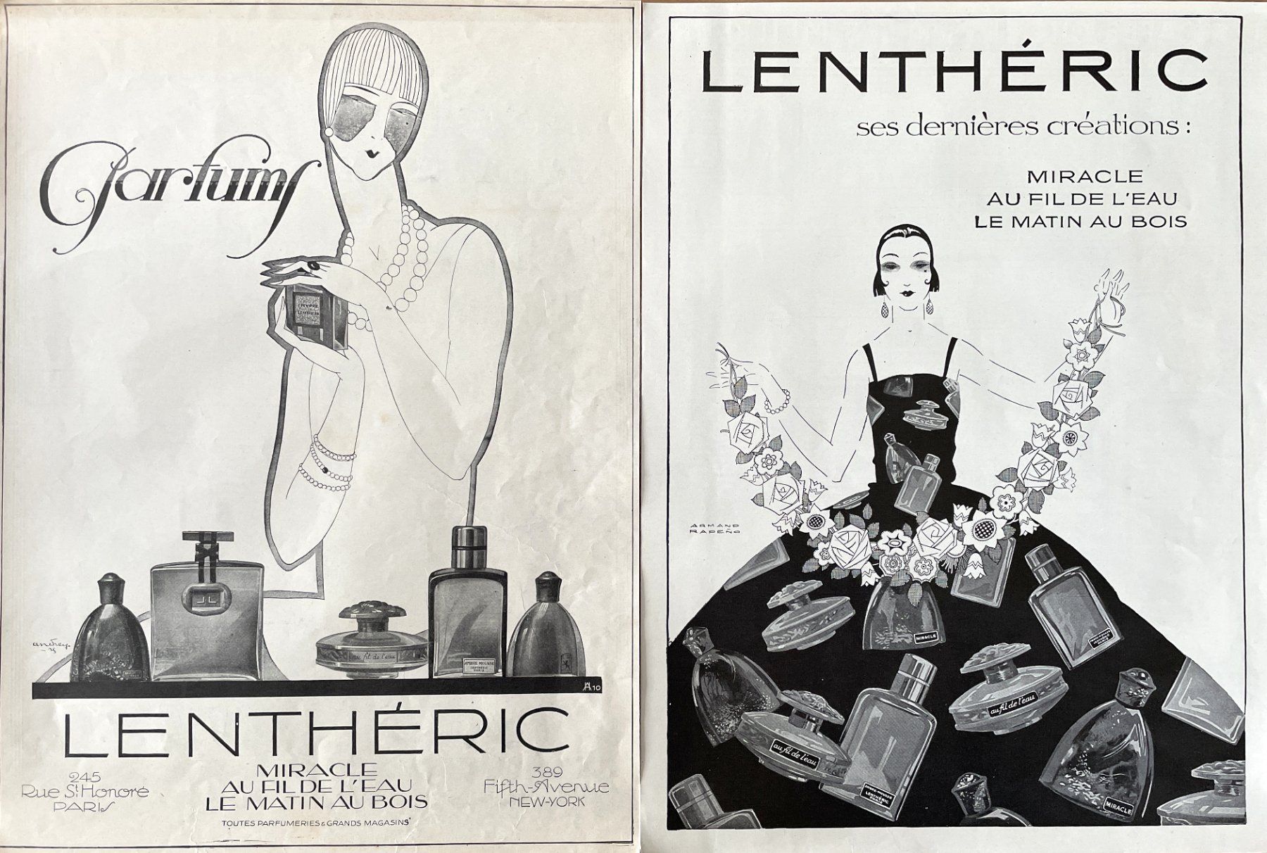 Foto & Immagini: Lenthéric Parfum - 2 alte Werbungen / Publicités 1925 – Usato da Savagnier venduto da Ne2065 1