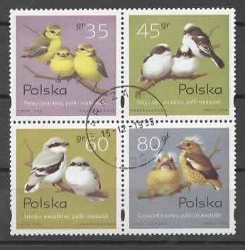 Tutti i francobolli: Polen : top 4-er Block VÖGEL   (28 – Usato da Ruggell venduto da Masescha