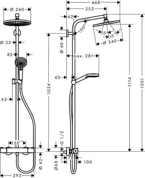 Hansgrohe Docce: Hansgrohe Crometta S 240 1jet Showerpipe – Nuovo e nell'imballaggio originale da Bottighofen venduto da zaap 2