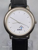 ASGA Damenuhr, silbernes Gehäuse, weißes Zifferblatt, Armban