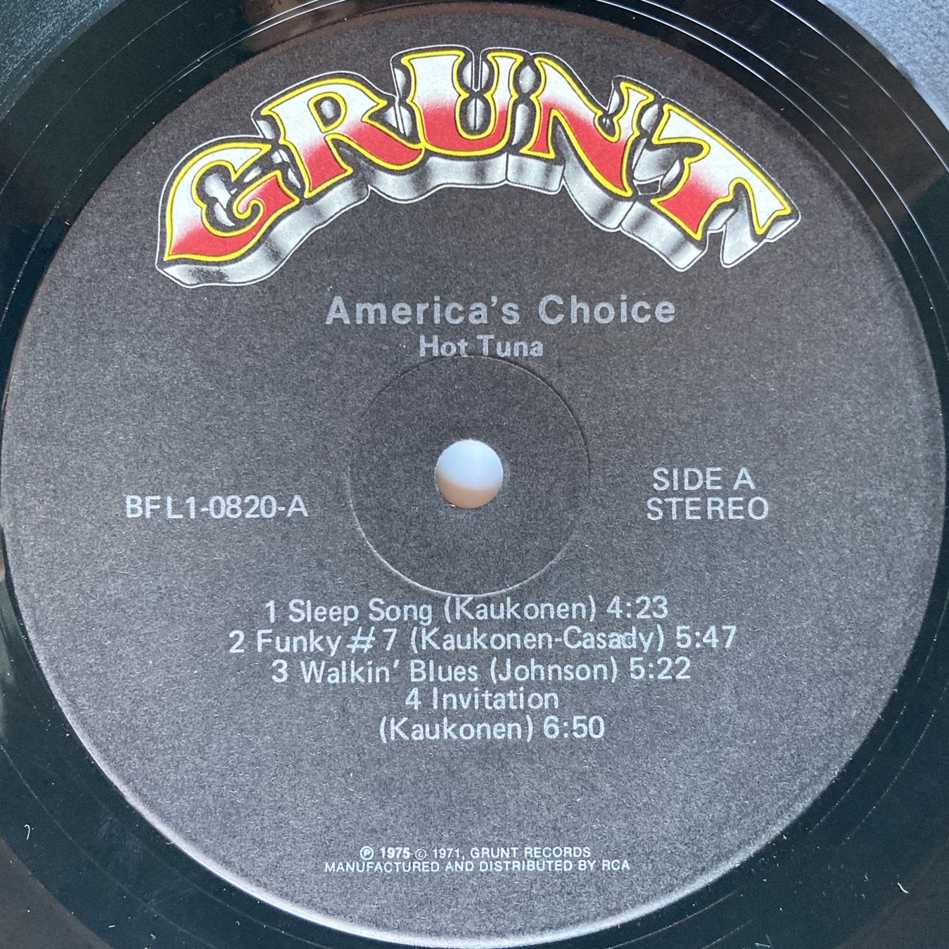Dischi in vinile: HOT TUNA - AMERICA'S CHOICE – Usato da Bottens venduto da hotter-than-hell 3