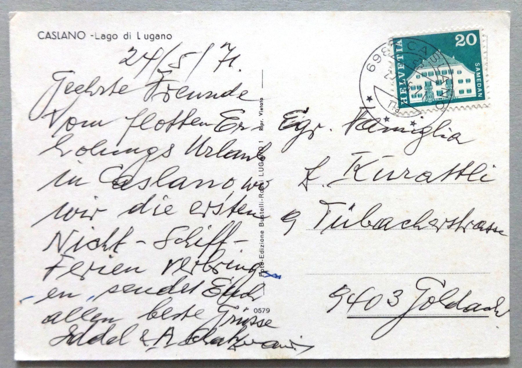 Cartoline postali: Caslano - Lago di Lugano – Usato da Fétigny venduto da Billy2miny 1