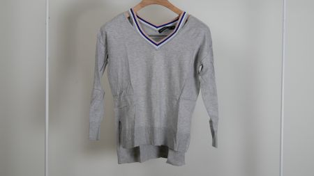 Karen Millen Strickpullover Sweater Streifen grau