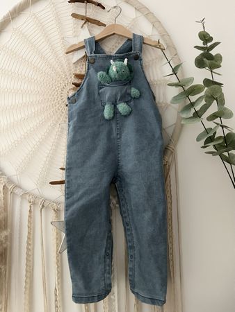 Jeans-Latzhose mit Dino, Gr. 98 *NEUWERTIG