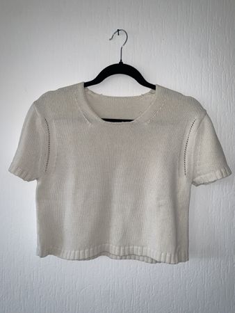 T-shirt maille blanc crème, taille S