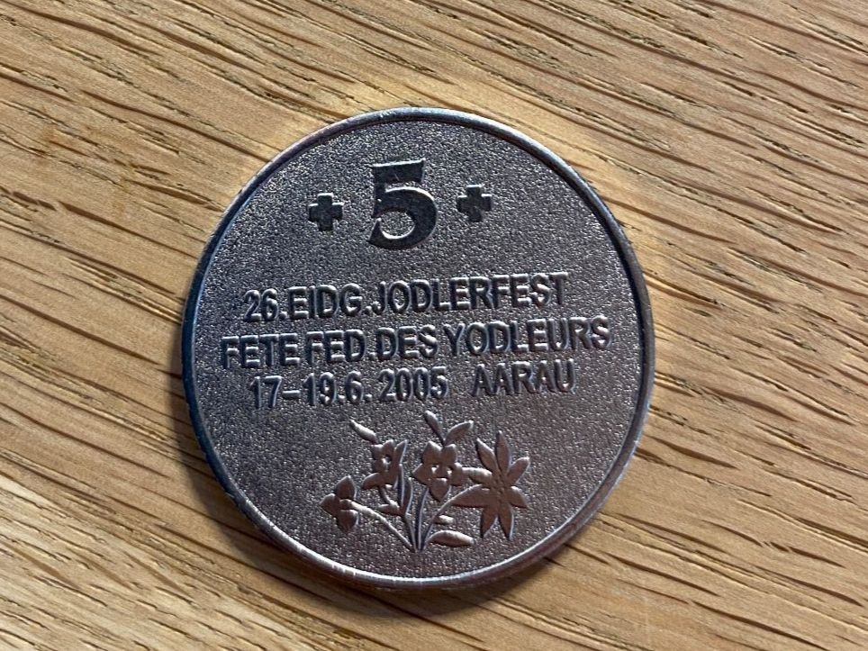 Medaillen: 26. Eidg. Jodlerfest Aarau Jeton – Gebraucht aus Vilters von Zwaergli13