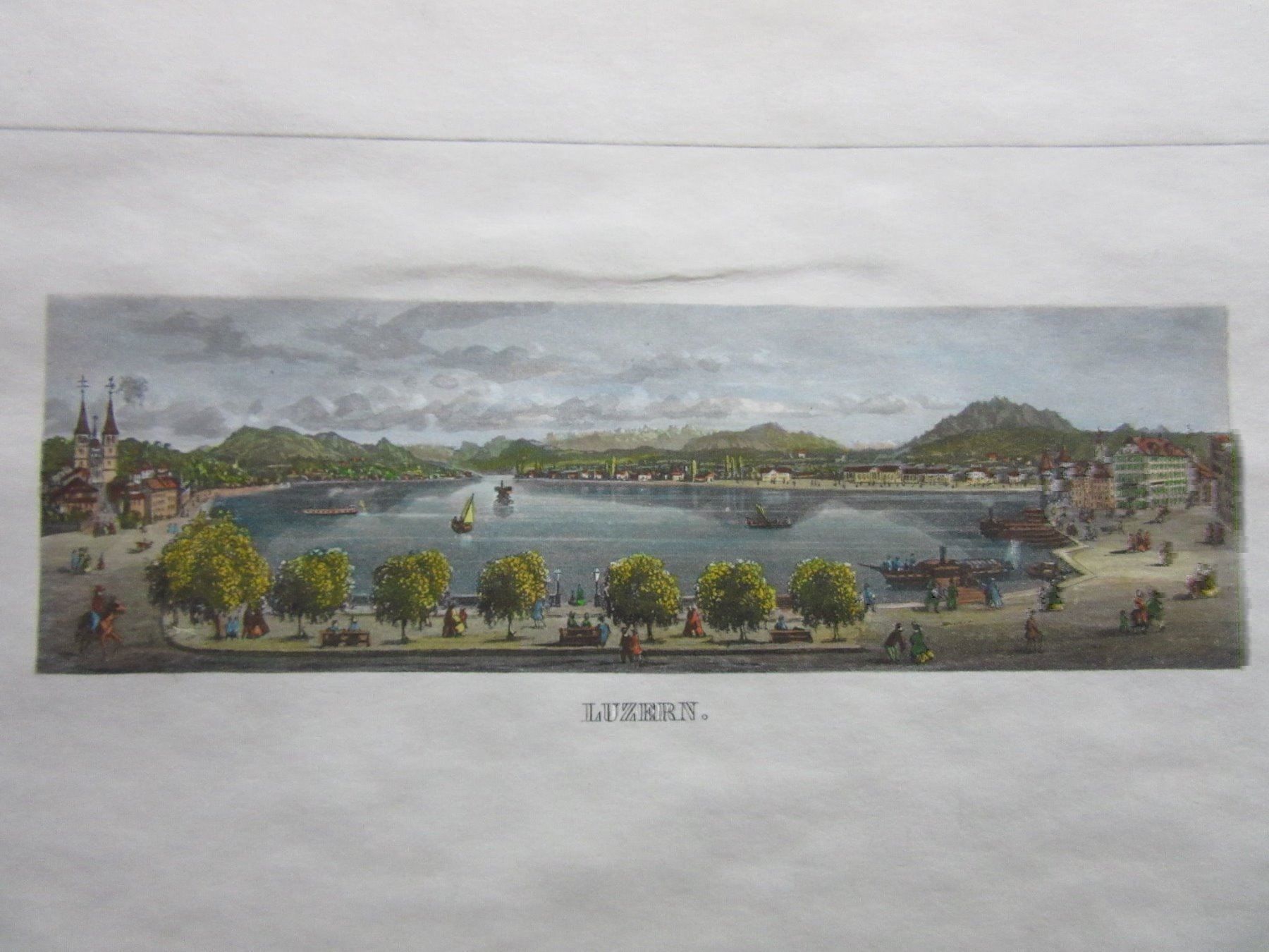 Incisioni: LUZERN AQUATINTA KOLORIERT – Usato da Gersau venduto da grafik-kunst