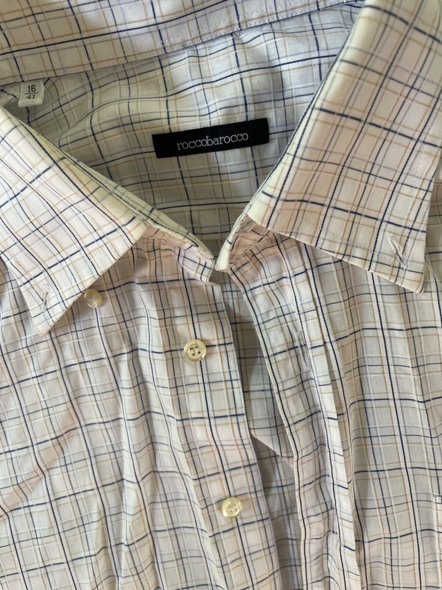 Camicie: Chic Camicia uomo roccobarocco bianca a quadri -L-Tg41 – Nuovo (secondo la descrizione) da Gordevio venduto da LanaZimm 1