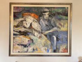 Peinture 1 M. X 1 M à l’huile de l’artiste Colomba Amstutz