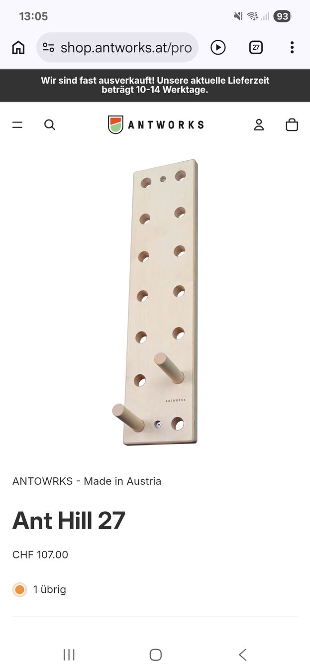Murs & prises d'escalade: Antwork Pegboard – Neuf (Voir description) à Balgach par cmu_v2z8 1