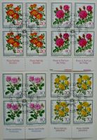 PJ ET-Satzmarken Viererblöcke Rosen II 1977J261 - J264 Tabs