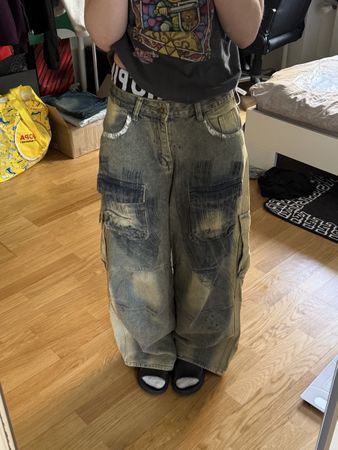 Vintage Baggy Cargo Jeans - Y2K Style, Streetwear Fashion