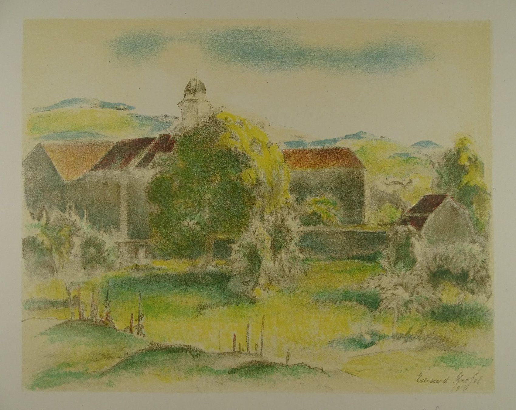 Incisioni: KLOSTER FAHR, LITHOGRAPHIE 1919 – Usato da Grüningen venduto da Kartensammler