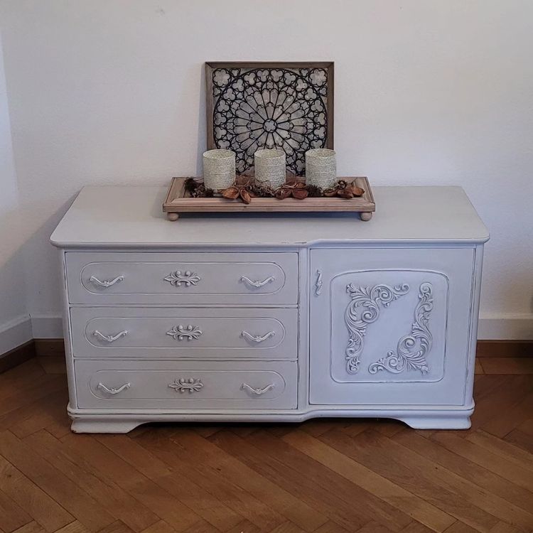 Shabby Chic Kommode Vintage Sideboard Landhaus Stil weiss (Gebraucht ...