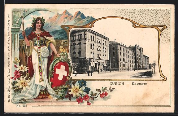 Ansichtskarten: Passepartout-Lithographie Zürich, Kaser – Gebraucht aus Berlin von bartko-reher