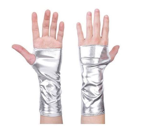 NEUE Handstulpen silber im Wetlook für Gr. XS-M - 2021003