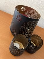 Windlichter Metall schwarz goldfarben 3er Set gebraucht