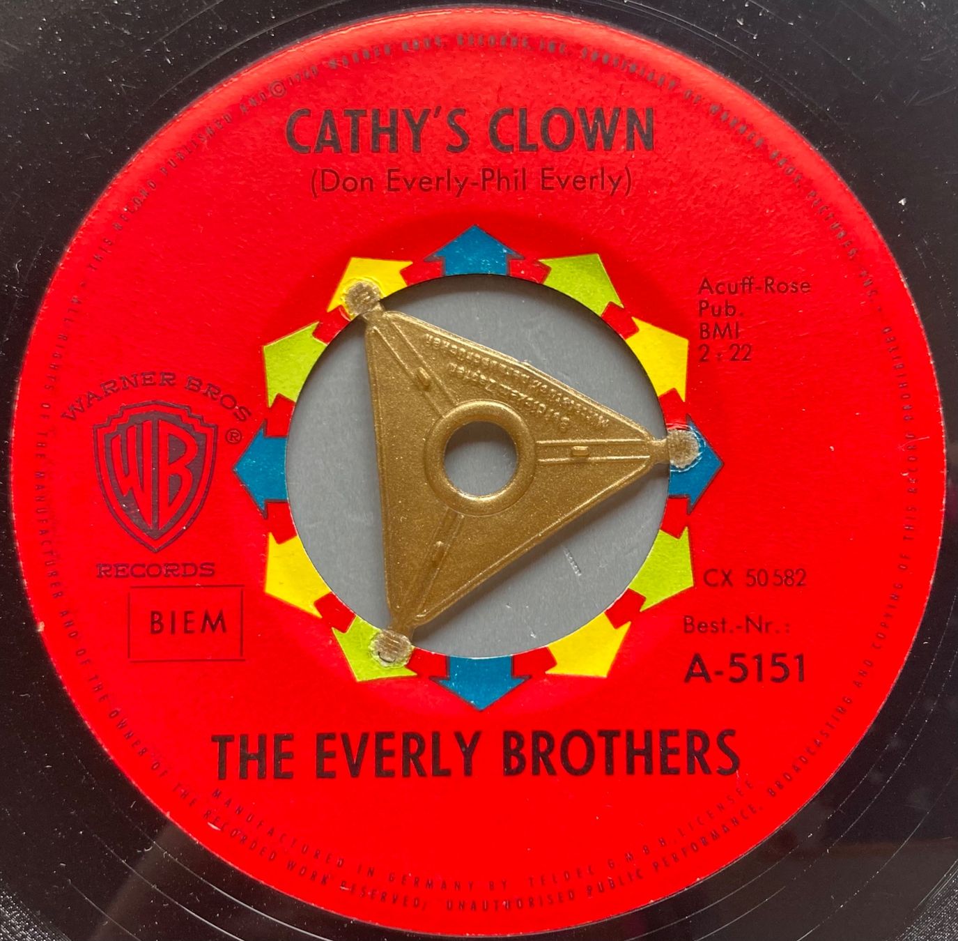 Dischi in vinile: THE EVERLY BROTHERS - CATHY'S CLOWN – Usato da Poliez-Pittet venduto da Newtown-Records 2