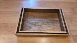 Tablett Set aus Holz 3-teilig braun guter Zustand
