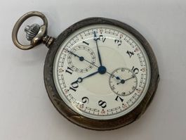 MILITÄR-Chronographen Taschenuhr 52mm Silber läuft /i442