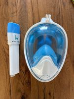 Schnorchelmaske Mint Lama Blau Weiss mit Halterung NEU