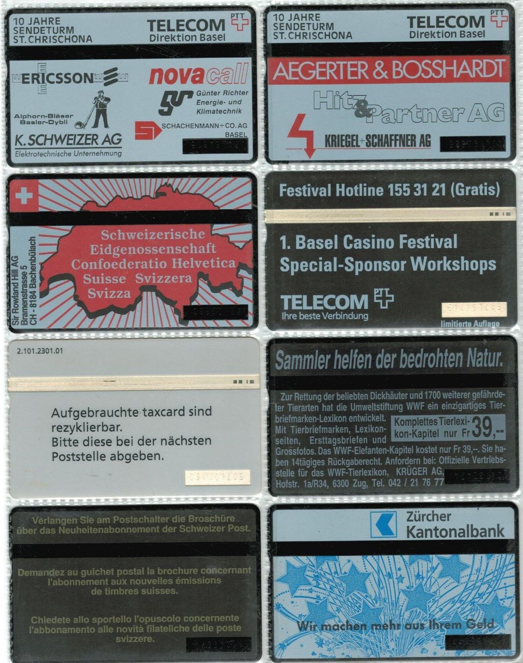 Schede telefoniche: 8 verschiedene Taxcards – Usato da Zürich venduto da Tolima194 1