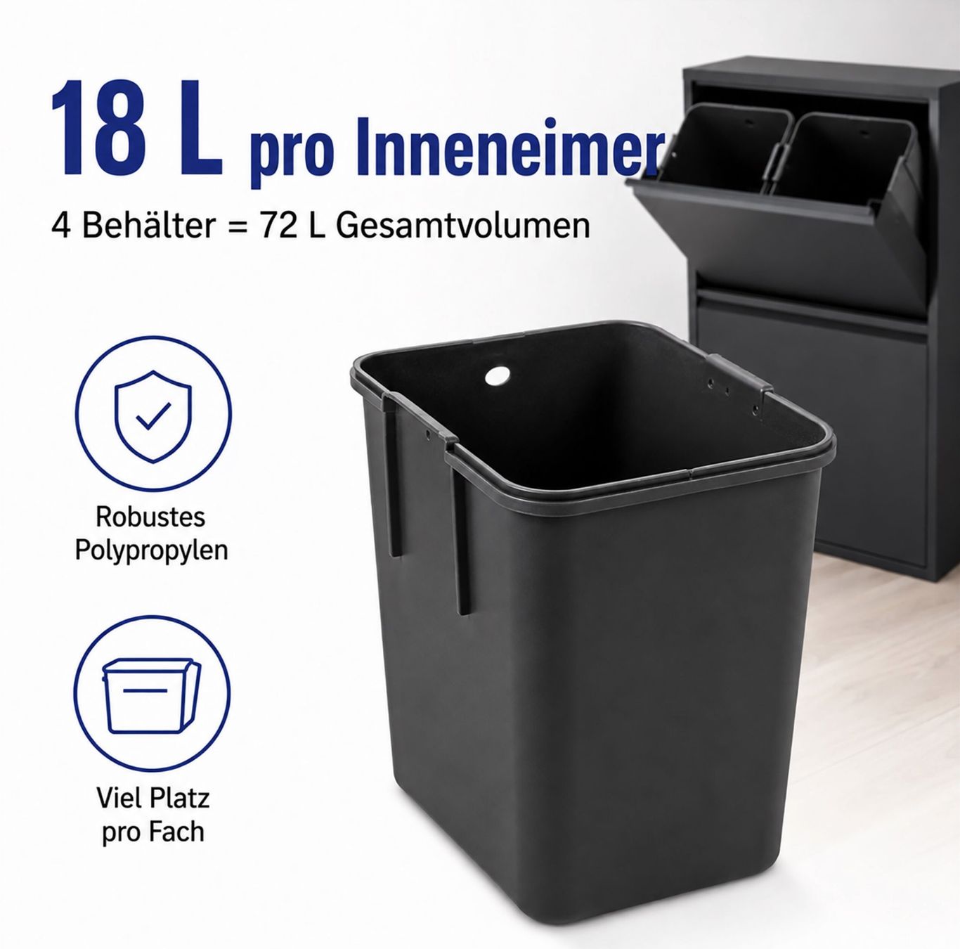Cestini per rifiuti: Mülleimer 4 Fächer 4x18 l – Nuovo e nell'imballaggio originale da Bülach venduto da StoreInShop.com 4