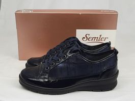 Semler Schnürer Halbschuh Gr. 37 midnightblue Lack/Kilt