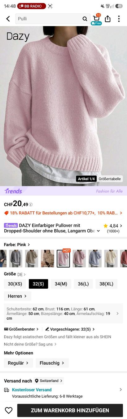 Pullover & Sweatshirts: NEU - Oversized Strickpullover - S - Rosa – Neu (gemäss Beschreibung) aus Thalwil von FashionVault 3