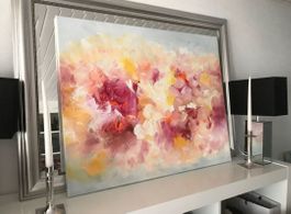 Schönes Acryl-Gemälde mit abstraktem Blumenmuster