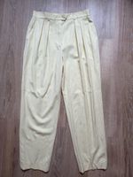Pantalon à plis vintage laine jaune clair Escada, t.36/38