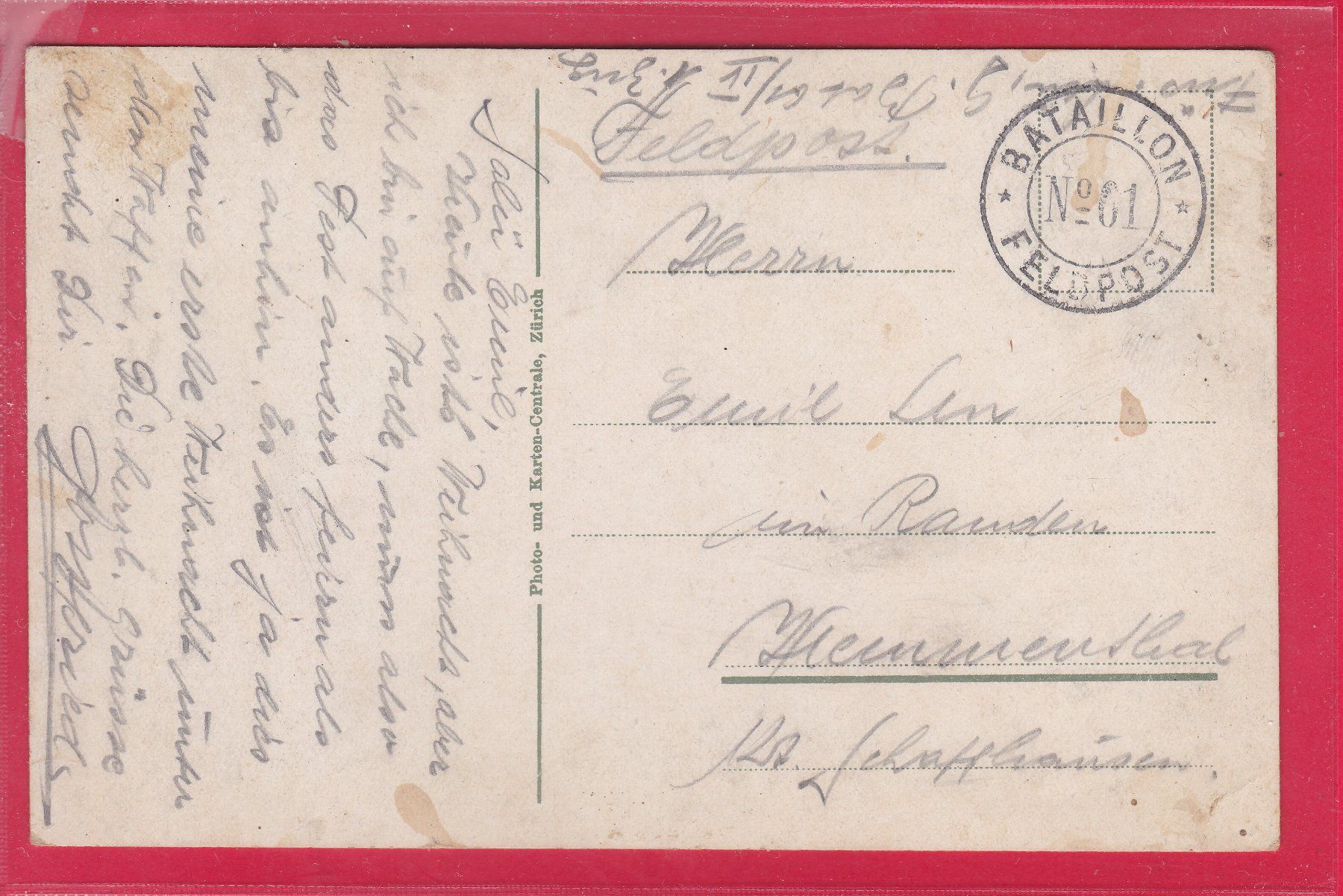 Cartoline postali: ZÜRICH, TONHALLE, FELDPOST – Usato da Oberrieden venduto da Gebirgsstelze 1