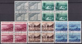 1955, B71-B75 Satz Viererblöcke mit Stempel WILDHAUS Kat 120