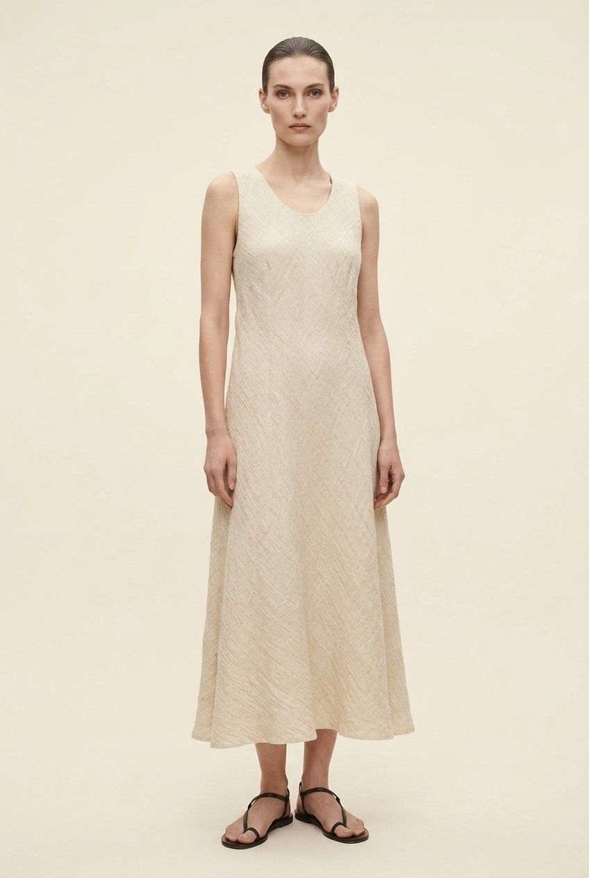 Kleider: Vintage Robe Longue Lin Texturée Beige T. S – Gebraucht aus Fribourg von re-fine