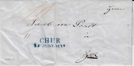 1841 Faltbrief mit Inhalt Stabstempel von Chur - Zuoz Siegel