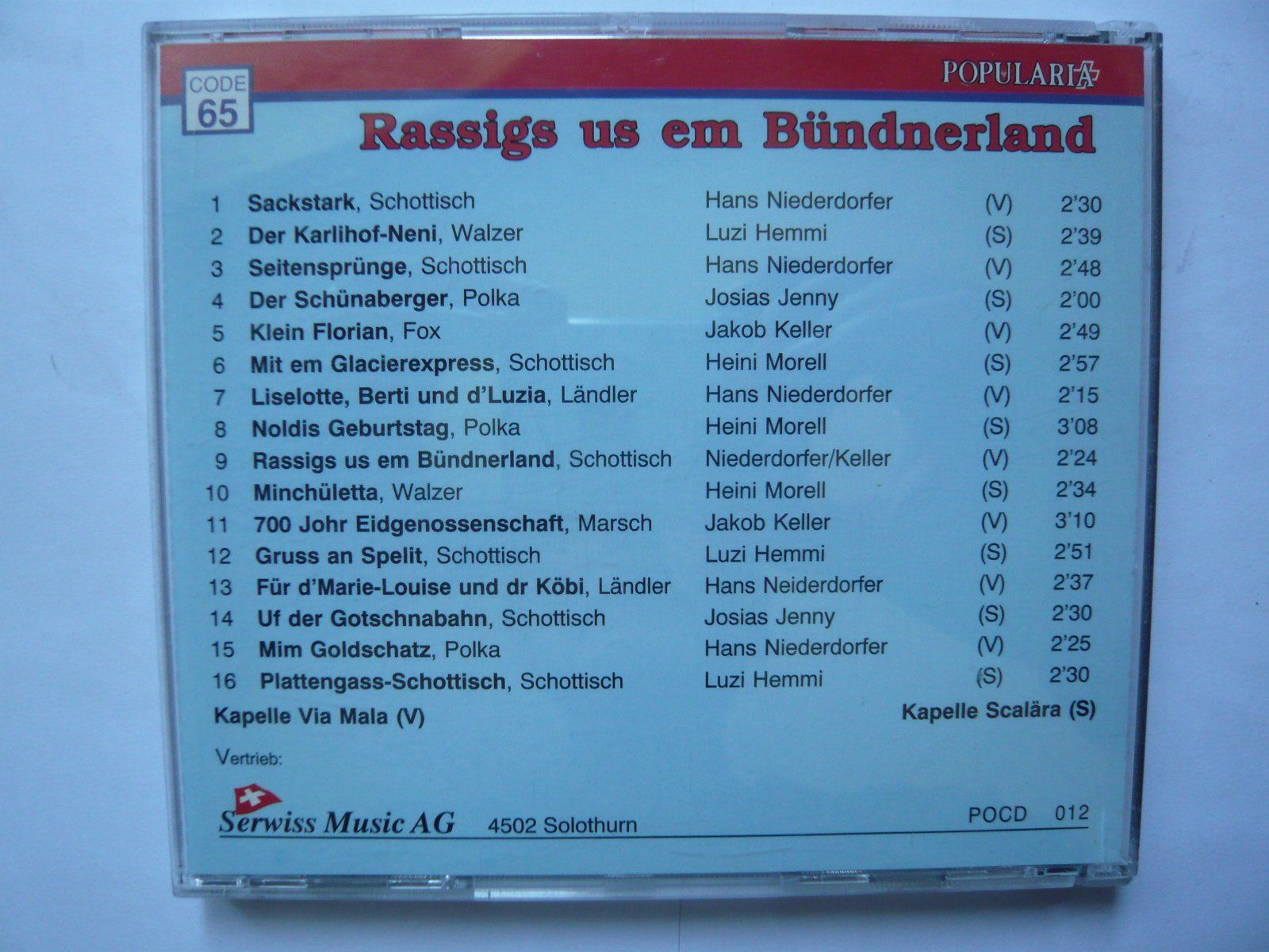 CD: Ländlerkapelle Via Mala & Scalära – Usato da Winterthur venduto da Cajun 1