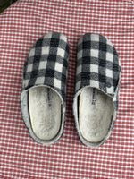 Birkenstock Hausschuhe kariert grau weiss Grösse 33