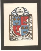 Ex-libris héraldique Elsa METTLER-SPECKER par A. Blöchlinger