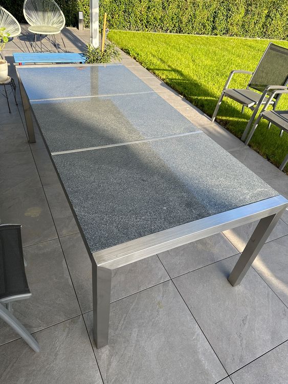 Gartentisch Edelstahl/Granit grau poliert 220 x 100 cm Kaufen auf Ricardo