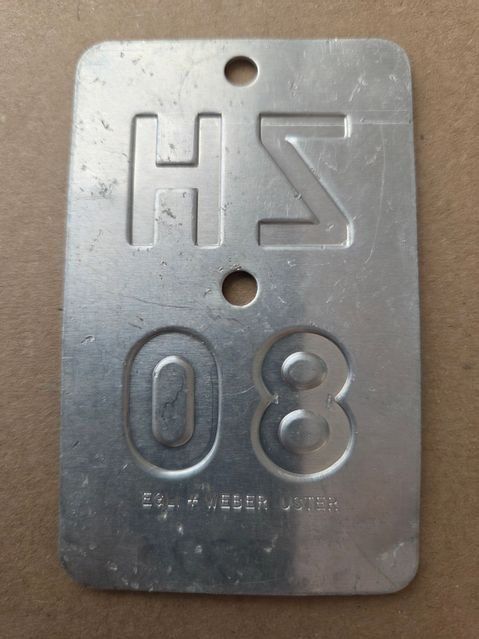 Sachs Ecriteaux: Velonummer ZH 80 Mofanummer gelb plaque Mofa – D'occasion à Schenkon par Uhu007 1