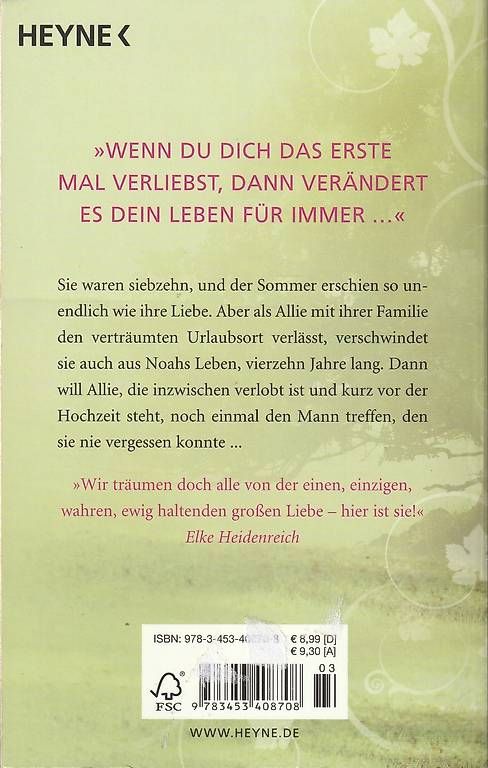 Bücher: Nicholas Sparks - Wie ein einziger Tag – Gebraucht aus Luzern von Baumhuepfer01 1