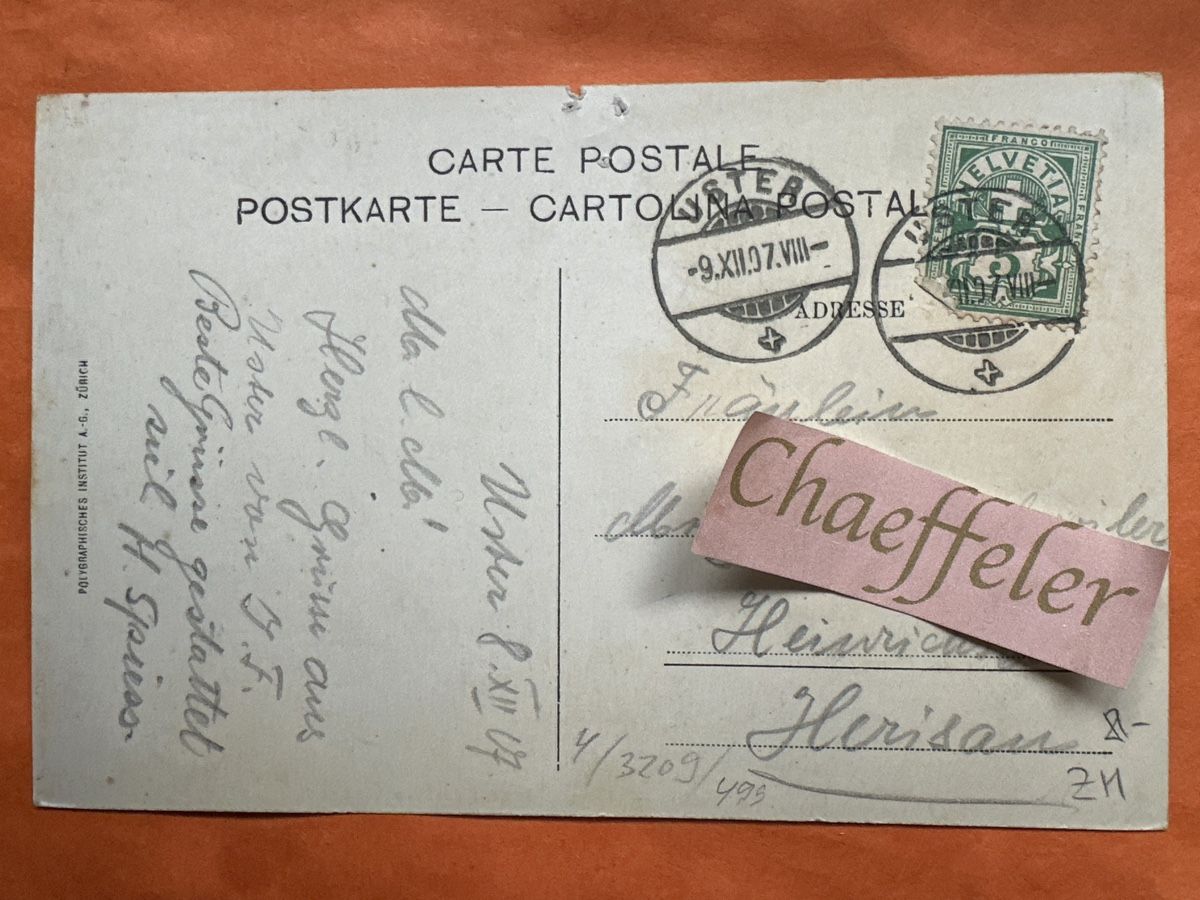 Cartes postales: 1907 Uster Schloss.  Eigentümerin Familie Guhler – Défectueux à Zürich par Chaeffeler 1