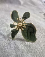 Anello fiore verde dorato regolabile nuovo