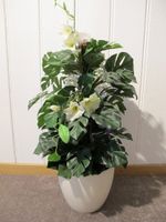 Monstera Kunstpflanze Grünpflanze Kunst Blüten Topf
